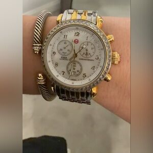 MICHELE CSX 36 DIAMOND MOTHER PEARL YELLOW GOLD TWO TONE WATCH- reduced
